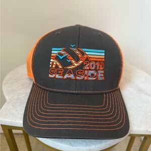 Seaside 2019 Embroidered Mesh-Back Men's Cap - Black/Orange